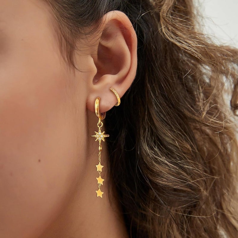 SELFROSE Store Gold Dangle Earrings for Women,Prom Jewelry Dainty Earring 14K Gold Plated Drop Earrings for Women Trendy Hypoallergenic CZ Dangling Earring - Image 5